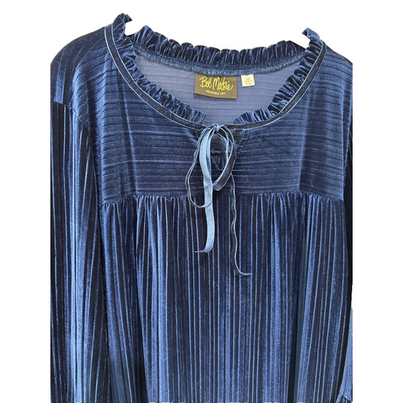 Bob Mackie Wearable Art Blue Ribbed Velvet Robe Size 2X Loungewear Nightgown - Picture 3 of 9